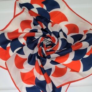 Ben Goodman Vintage 60s Scarf Red White Blue Fan Shapes Mod Style Japan
